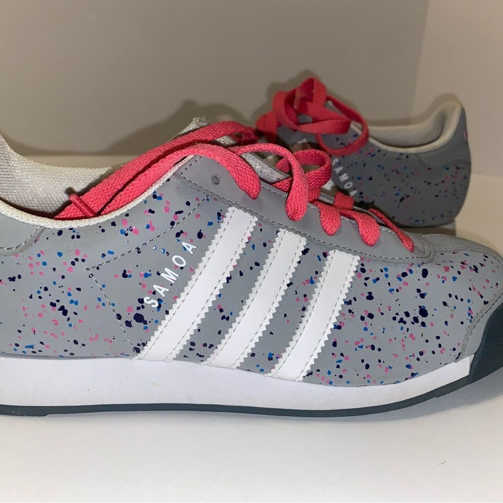 Super Rare Adidas Samoa Splatter Pink/Grey size 5.5